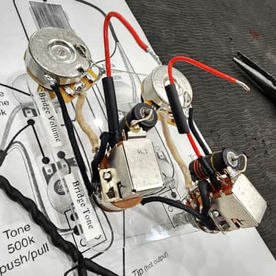 Carparelli Les Paul Wiring Harness — CTS 500K Long Shaft Volumes, Push/Pull Tone Coil-Splits, Emerson 0.022µF Caps image 4
