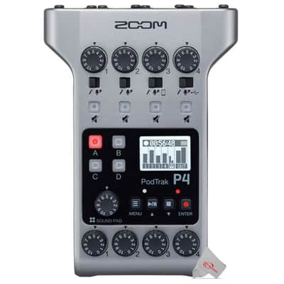 Zoom PodTrak P4 Portable Multitrack Podcast Recorder + 2x Vidpro Professional Wired XLR Lavalier Microphone XM-L2 for Pro Audio Equipment with XLR Input image 3