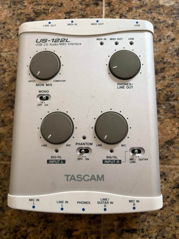 TASCAM US-122L USB Audio Interface 2010s - Silver image 1