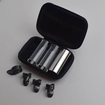 Guitar Slide, 2 Glass Slides & 1 Steel Guitar Slide for Electric and Acoustic, With 3 Finger Picks, 1 Thumb Pick & Portable Box for Guitar and Bass, Medium (6 cm) image 3