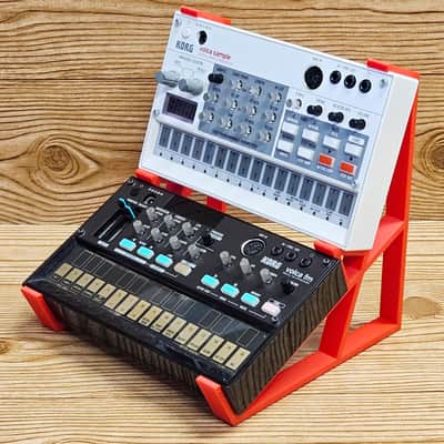The Analog Source 2 Tier Red Desktop Stand for Korg Volca Beats Bass FM Keys Nubass Loop Sample Synthesizer Mixer Drum Rhythm Machine Sampler