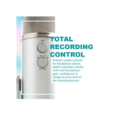 Blue Microphone Yeti USB Mic (Silver) with Knox Gear Headphones Bundle image 10