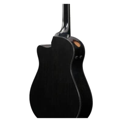 Ibanez AAM340CE 6-String Right-Handed Acoustic Electric Guitar with Low Oval Grip Thermo Aged African Mahogany Neck and Rosewood Scalloped Bridge (Rustic Black High Gloss) image 5
