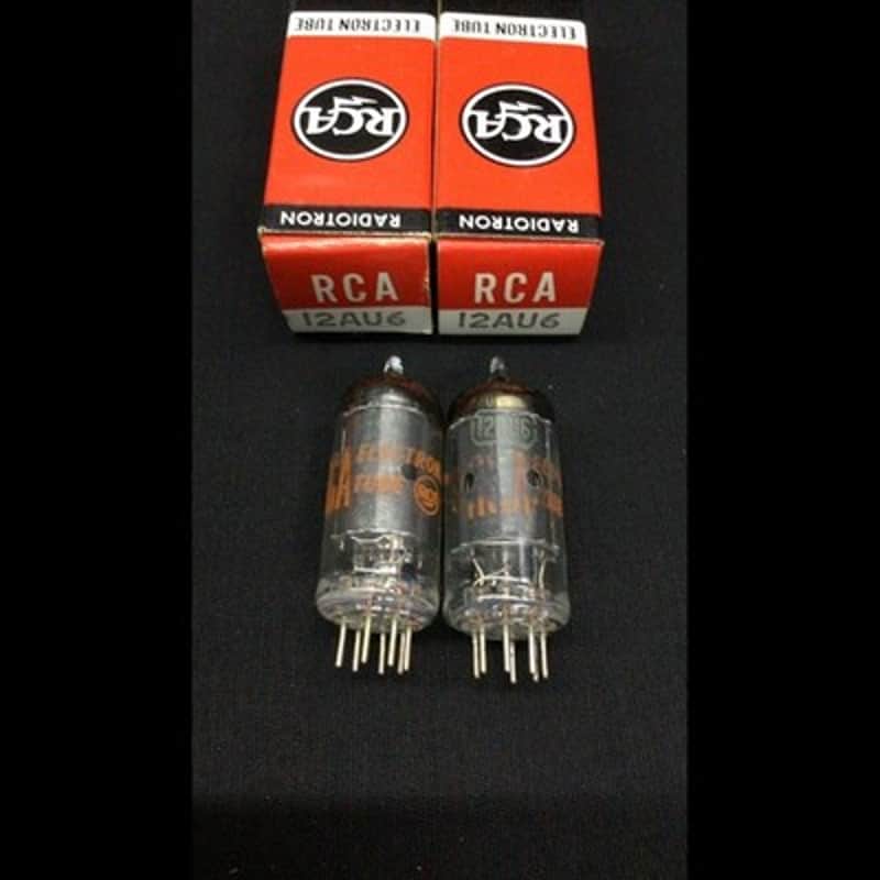 NOS PAIR RCA 12AU6 Vintage Black Plate RADIO VACUUM TUBES Tested 10.9862 image 1