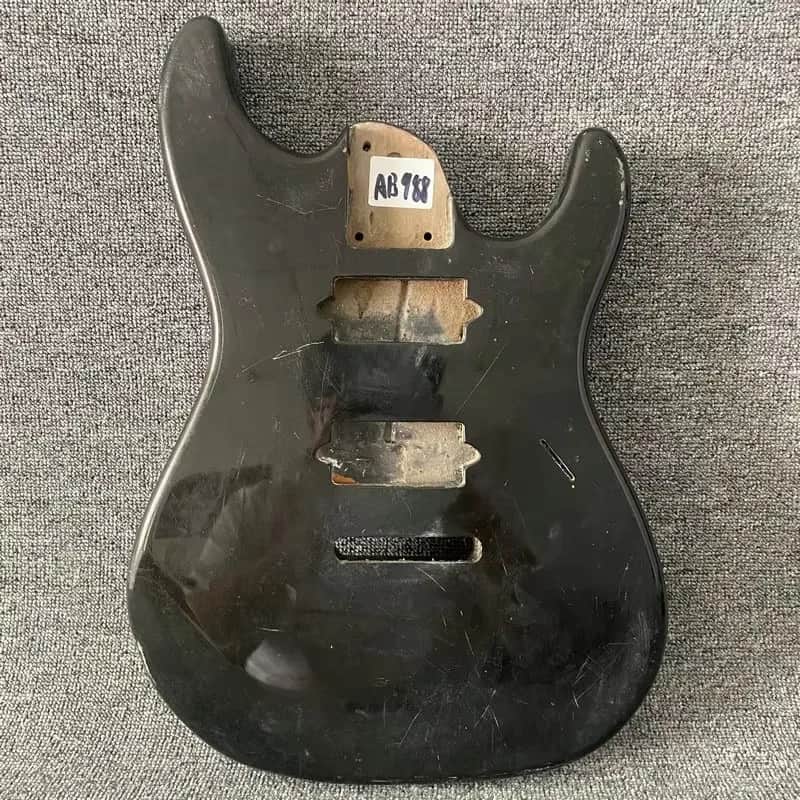 Black HH Electric Guitar Body with Tremolo Route image 1