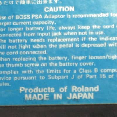 used genuine Boss Blue Label Japan Bottom Plate (early to mid 1980s) center area of back edge has cut out for power jack (was originally from DD-2 pedal) NO: pedal, other items, screws (lower right corner has small break / cut in metal) image 7
