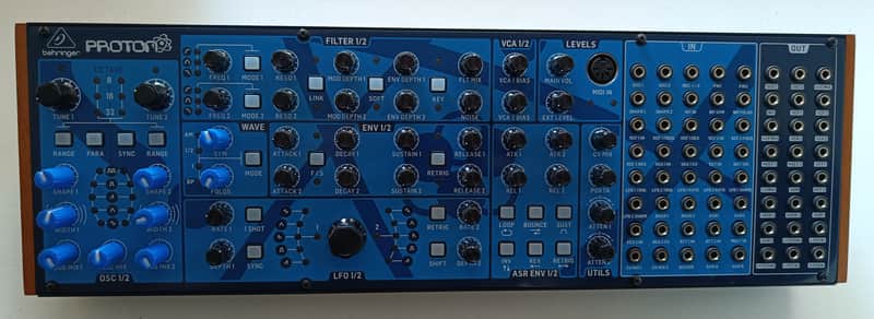 Behringer Proton Desktop Semi-Modular Synthesizer 2024 - Present - Blue with Wood Sides image 1