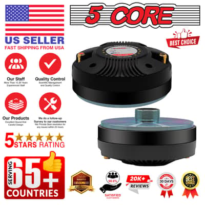 5 Core Compression Driver 135W RMS 8 Ohm Titanium Horn Throat Tweeter Speaker 18 TPI Threading - 2PCS image 13