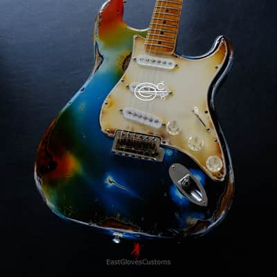 Fender Deluxe Stratocaster Galaxy Blue Aged Relic by East Gloves Customs (RARE) image 1