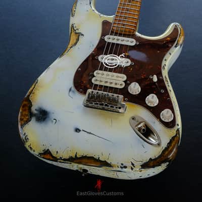 Squier Stratocaster Vintage White HSS Made in USA Aged Relic by East Gloves Customs (RARE) image 1