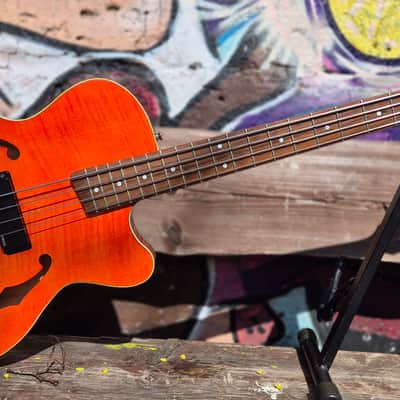Rare Yamaha BEX4 Semi-Hollow Bass 2000 - Amber Orange - Signed by Billy Sheehan image 4