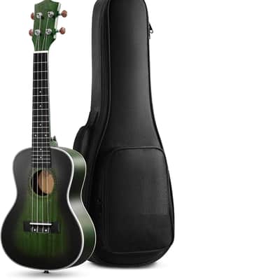 Concert Ukulele Professional 23 Inch Mahogany Ukelele for Adult Beginner Ukele Bundle with Gig Bag String Pick Tuner Strap Cloth  Green image 1