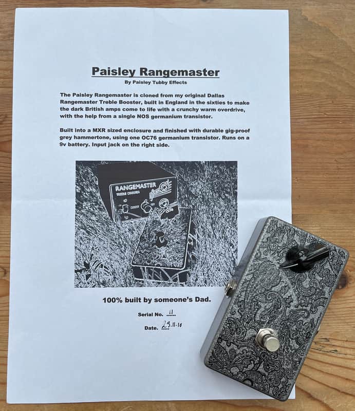 Paisley Tubby Effects - Rangemaster - Treble Booster 2010 - Limited Boutique Guitar Pedal image 1