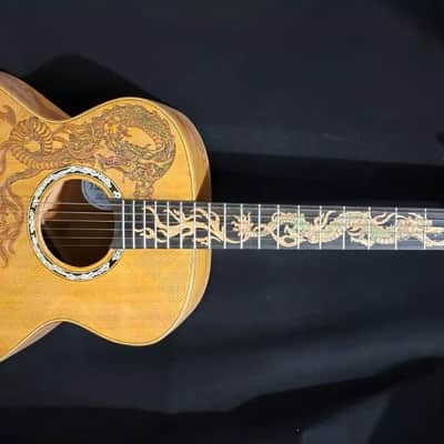 Acoustic Guitar Grand Concert, Handmade by Blueberry Dragon Motif image 4