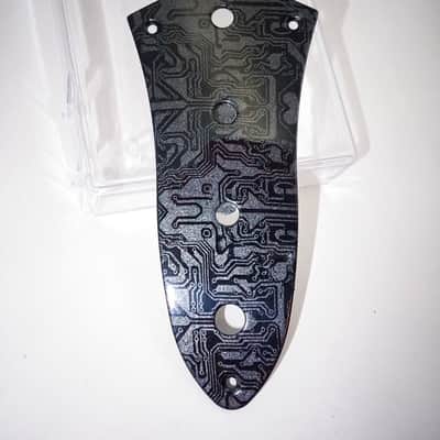 Custom Fender Jazz Bass Control Plate. 2016 Metallic Black "Sky Pearlz"/Circuit Board image 3