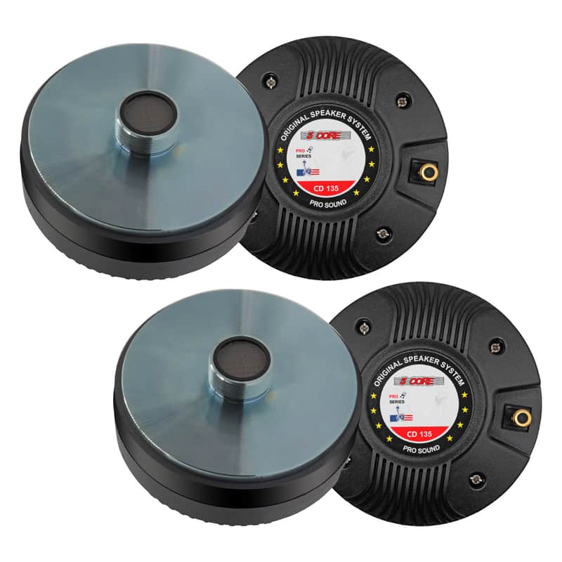5 Core Compression Driver 135W RMS 8 Ohm Titanium Horn Throat Tweeter Speaker 18 TPI Threading - 2PCS image 1