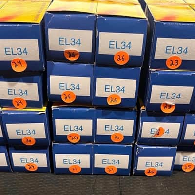 JJ Electronic EL34 Power Tube Apex Matched Quad 2010s - Clear Glass / Black Base image 1