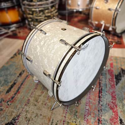Leedy 20x14" 3-ply Bass Drum - White Marine Pearl - Nickel Hardware 1950 image 2