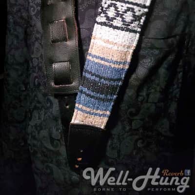 Well-Hung "Bandido" 3" wide padded guitar strap Mexican blanket in Agave + Sand image 5