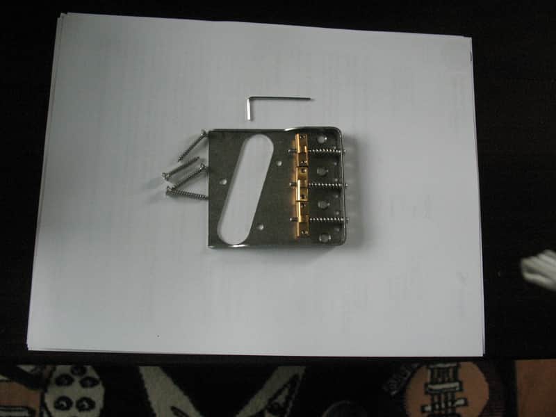 Logan custom Stainless Steel bridge plate with brass compensated saddles 2024 - Raw stainless Steel image 1
