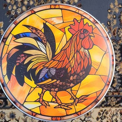Remo 22” STAINED GLASS ROOSTER BASS DRUM HEAD 🐔 2026 image 1