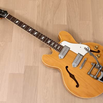 1999 Epiphone Casino Hollowbody Guitar Natural w/ 1 11/16" Nut, Bigsby B7 & Case, Peerless image 13