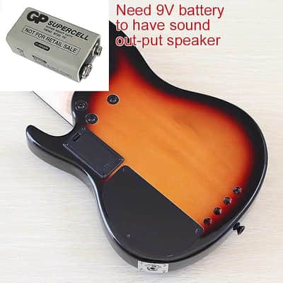 4 String Silent Electric Ukulele Bass, Basswood Body with Maple Neck, Sunburst Finish image 3