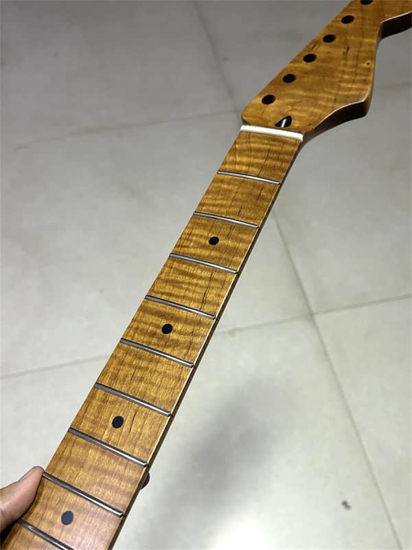 AAA Custom nut 43mm 22fret Roasted flame Maple Electric guitar neck Part 12R image 1