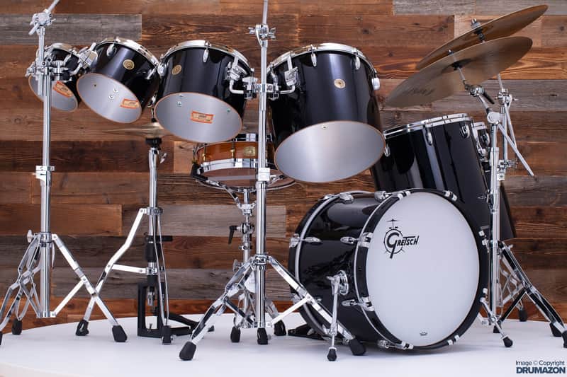 GRETSCH USA CUSTOM 7 PIECE PHIL COLLINS REPLICA CONCERT TOM DRUM KIT, NITRON BLACK (PRE-LOVED) image 1