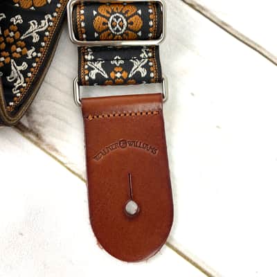 Walker & Williams H-42 Vintage Series Plush Back Cream Mandala Woven Strap w/Chestnut Ends image 10