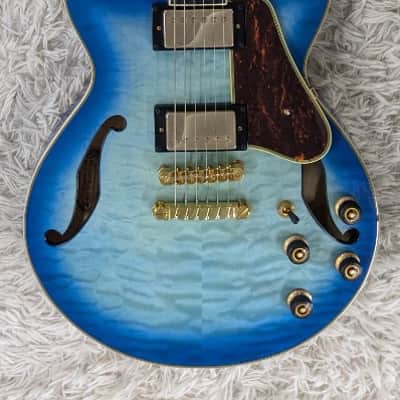 Ibanez AM93QMJBB Artcore Expressionist Semi Hollow Electric Guitar Jet BlueBurst image 1