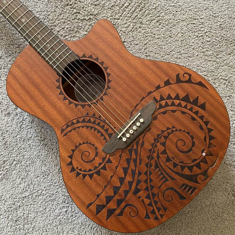 Luna Tattoo 40 Inch Acoustic Guitar, Mahogany Body, Mahogany Neck, Rosewood Fingerboard image 1