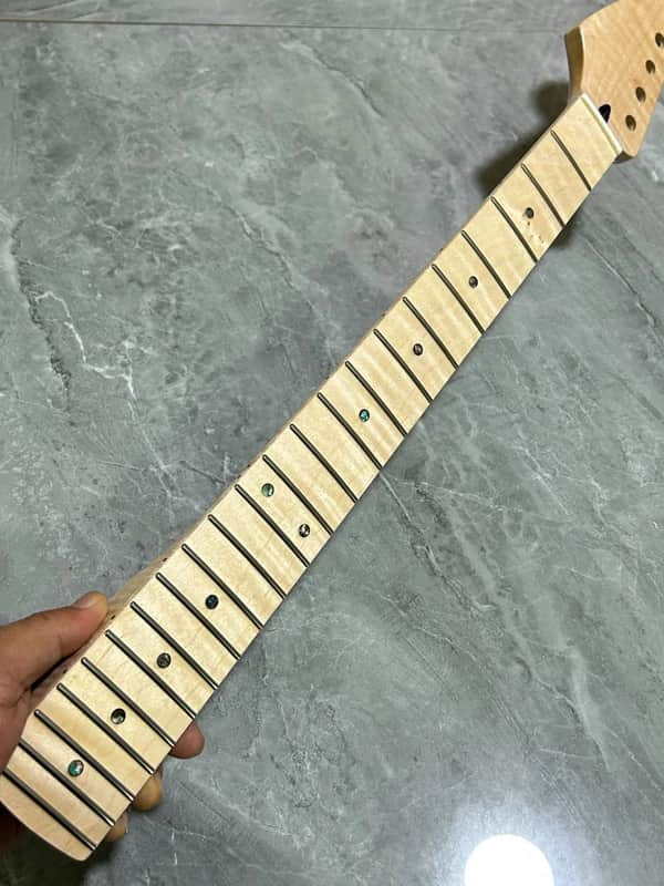 Stainless 22 Frets gloss Left hand  flame maple electric guitar neck parts scale length：25.5 inches. image 1