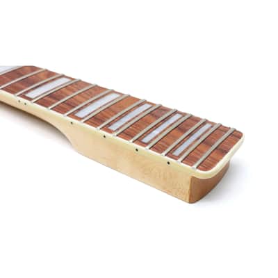 24" Short Scale Guitar Neck – 24 Fret Maple with Rosewood Fretboard & Block Inlays, Bolt-On image 4