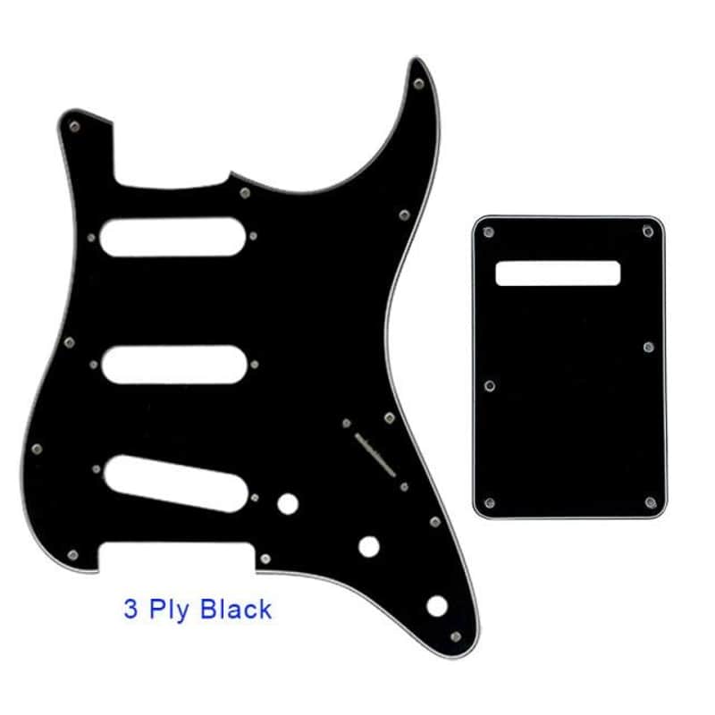 Guitar Pickguard With Back Plate Suit For USA/Mexico Fender Strat Standard SSS ST-3 ply black image 1