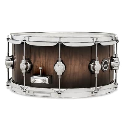DW 6.5x14 DWe Candy Black Burst over Curly Maple Exotic Snare Drum image 3