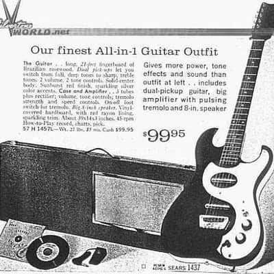 Silvertone 1457 with case amplifier 1963 - Red Sparkle burst image 17