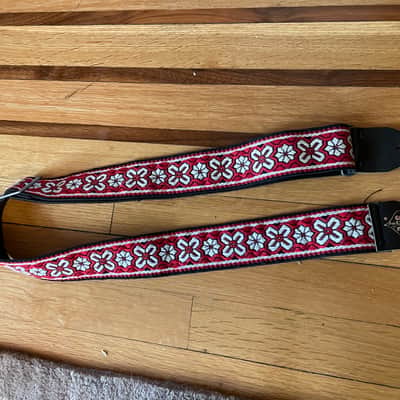 NEAR-MINT vintage 1960's ACE Bob Dylan hendrix clapton guitar strap rare red floral kurt cobain hootenanny image 2