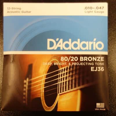 D'addario EJ36 Bronze 12 String Acoustic 10-47 image 1