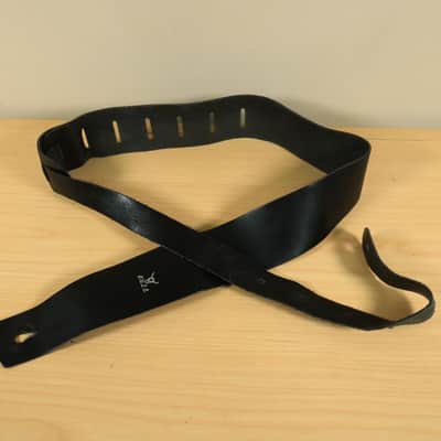 Vintage 80's Bull Guitar Strap Black 2.5 inch Leather image 1