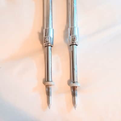 UNMARKED/UNKNOWN BASS DRUM SPURS PAIR - CHROME - FREE SHIP TO C-USA! image 2