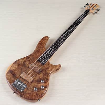 Custom 4 String Electric Bass, Burlwood Top Ash Body, Maple Neck, 24 Frets Fingerboard image 4