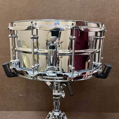 Ludwig LU6514SL Supralite 6.5x14" 10-Lug Steel Snare Drum with P88I Strainer 2021 - Present - Polished Steel image 3