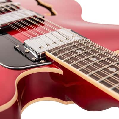 Vintage VSA500 ReIssued 12 String Semi Acoustic Guitar ~ Cherry Red (VSA500CR-12) image 12