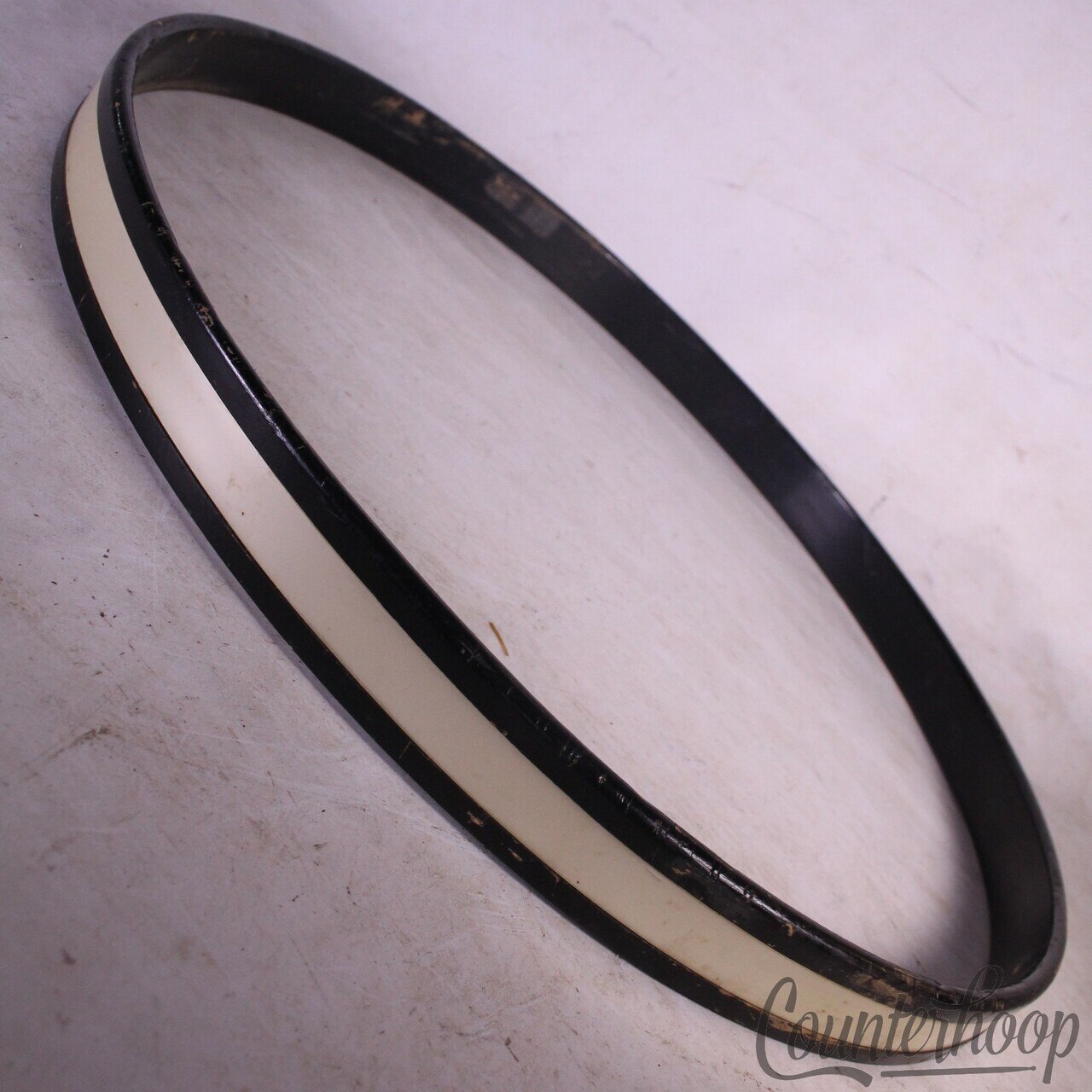 Premier 22" Silver Wrap Inlay Bass Drum Wood Hoop/Rim Vintage 70s England Black — main photograph