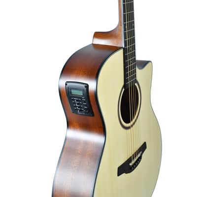Crafter Silver Series 100 Dreadnought Cutaway Acoustic Electric Guitar - Natural image 3