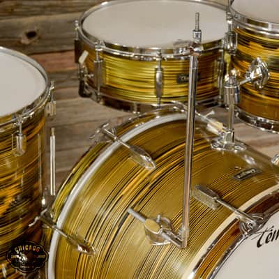 Tempro (MIJ) 12/16/20/5.5x14 4pc Kit Gold Grain Pearl Late 60s image 5