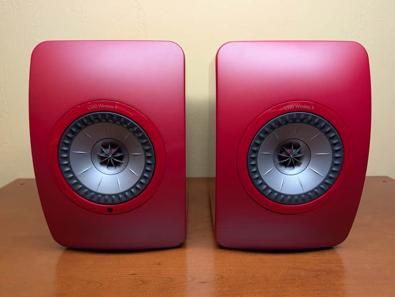 KEF LS50 Wireless II Crimson Red Speakers - Showroom Demo Pair w/ Box image 1