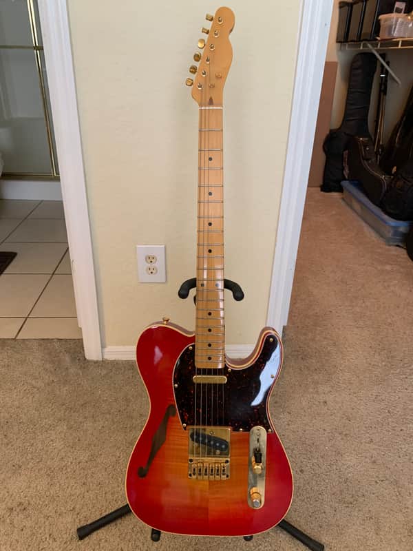 No Brand Name telecaster style semi hollow body 2000 - Red Sunburst image 1