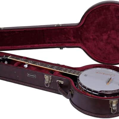 Crossrock  5 String Resonator Banjo Fit Snuggly in Deluxe Wood Hard Case  Brown  CRW620BJBR image 3